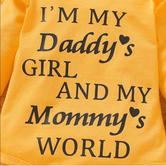 Baby Girls Letter Ruffle Romper+Sunflower Pants+Headband 3PCS Outfit Set - Picture 5 of 7